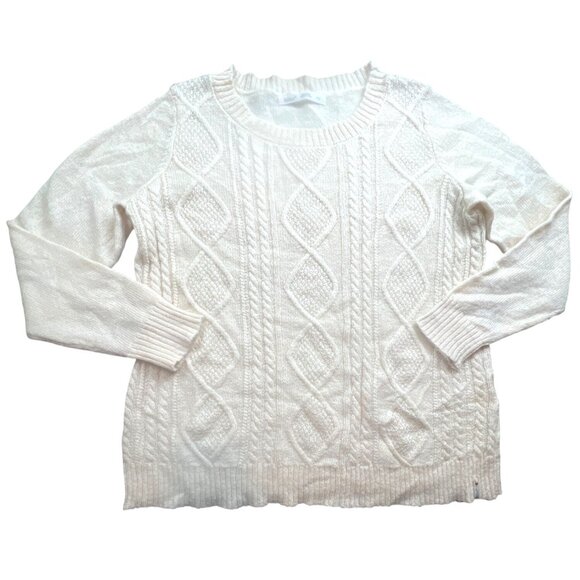 Woolrich Cable Knit Sweater Fisherman XL Ivory Wool Mohair GORP  Cozy - Picture 1 of 7